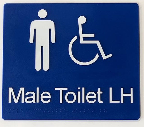 Blue Male Toilet LH (Accessible)  180x210 Braille Sign AS1248