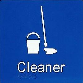 Blue Cleaner 180x180 Braille Sign AS1248
