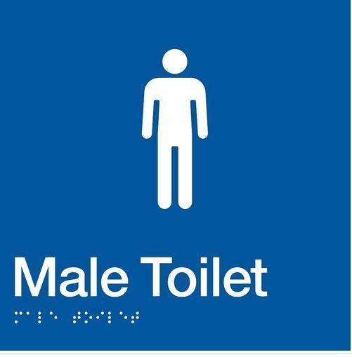 Blue Male Toilet 180x180 Braille Sign AS1248
