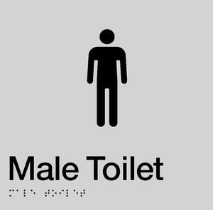 Silver Male Toilet 180x180 Braille Sign AS1248