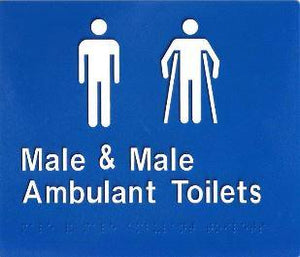 Blue Male & Male Ambulant Toilets 180x210 Braille Sign AS1248