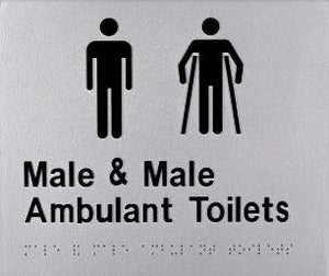 Silver Male & Male Ambulant Toilets 180x210 Braille Sign AS1248