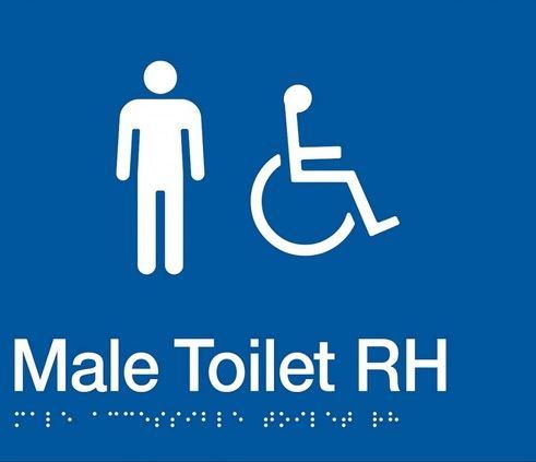 Blue Male Toilet RH (Accessible)  180x210 Braille Sign AS1248