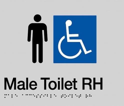 Silver Male Toilet RH (Accessible) 180x210 Braille Sign AS1248