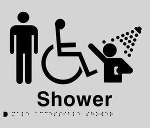 Silver Shower (Male Accessible) 180x210 Braille Sign AS1248