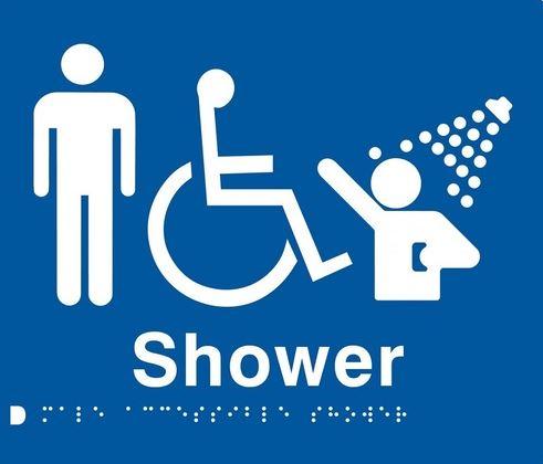 Blue Shower (Male Accessible) 180x210 Braille Sign AS1248