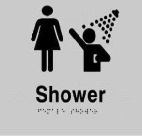 Silver Shower (Female Symbol) 180x180 Braille Sign AS1248