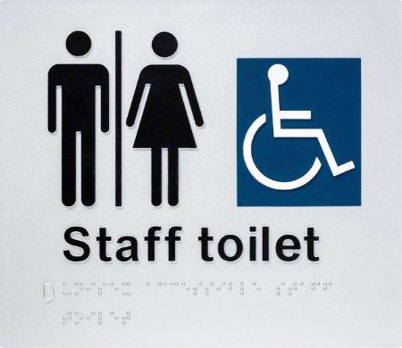 Silver Staff Toilet (Unisex Accessible Airlock) 180x210 Braille Sign AS1248