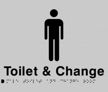 Silver Toilet & Change (Male) 180x180 Braille Sign AS1248