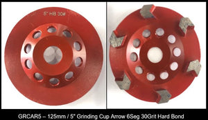 Grinding Cup Arrow   125mm / 5" 6 Seg 30 Grit Hard Bond