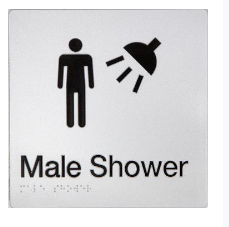 Silver Shower Male (X) 180x180 Braille Sign AS1248