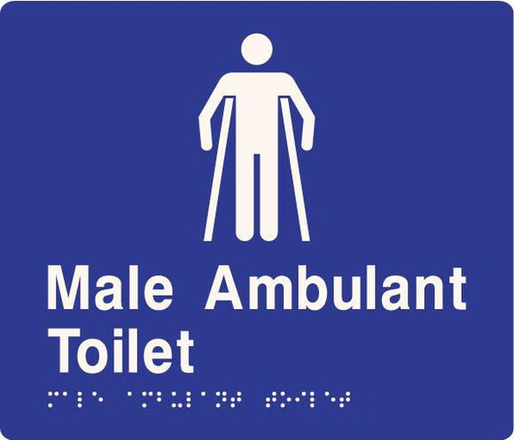 Blue Male Ambulant Toilet 180x180 Braille Sign AS1248