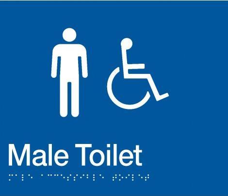 Blue Male Toilet (Accessible) 180x210 Braille Sign AS1248