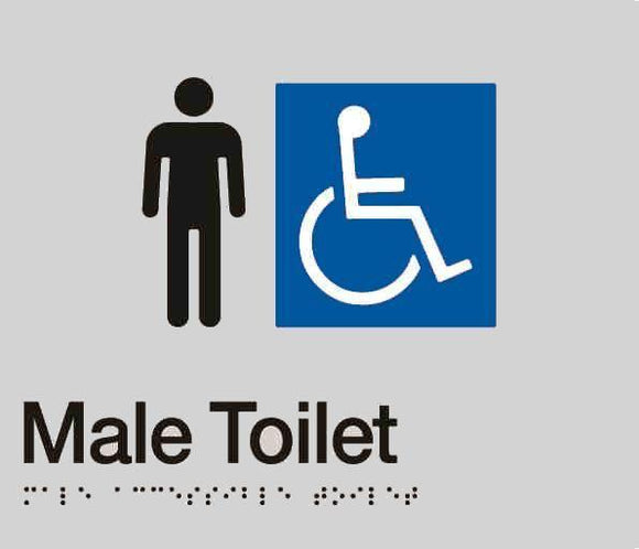 Silver Male Toilet (Accessible) 180x210 Braille Sign AS1248