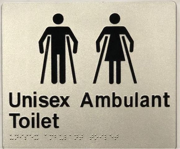 Silver Unisex Ambulant Toilet 180x210 Braille Sign AS1248
