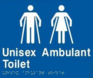 Blue Unisex Ambulant Toilet 180x210 Braille Sign AS1248