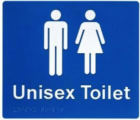 Blue Unisex Toilet 180x210 Braille Sign AS1248