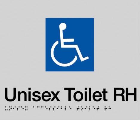 Silver Unisex Toilet RH (Accessible) 180x180 Braille Sign AS1248