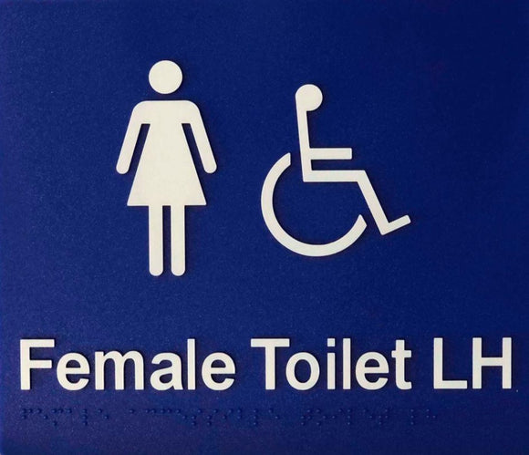 Blue Female Toilet LH (Accessible)  180x210 Braille Sign AS1248