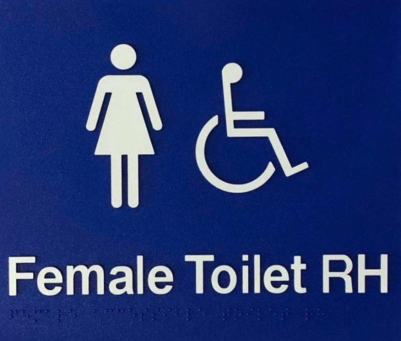 Blue Female Toilet RH (Accessible)  180x210 Braille Sign AS1248