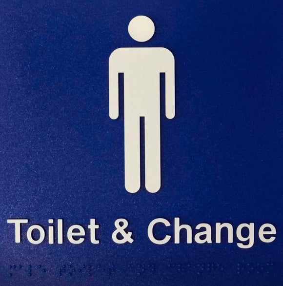 Blue Toilet & Change (Male) 180x180 Braille Sign AS1248