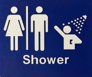 Blue Shower (Unisex Airlock) 180x210 Braille Sign AS1248