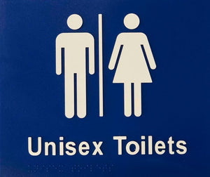 Blue Unisex Toilet (Unisex Airlock) 180x210 Braille Sign AS1248