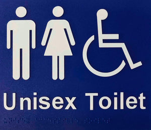 Blue Unisex Toilet (Accessible) 180x210 Braille Sign AS1248