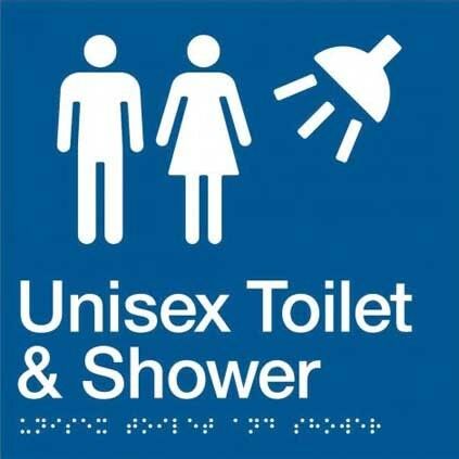 Braille Tactile Sign - Toilet & Shower Unisex Airlock Blue AS1248
