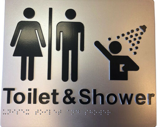 Braille Tactile Sign - Toilet & Shower Unisex Air Silver AS1248