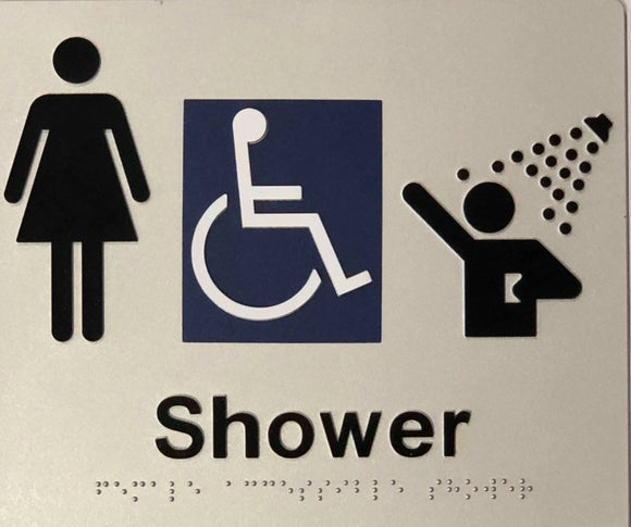 Silver Shower (Female Accessible) 180x210 Braille Sign AS1248