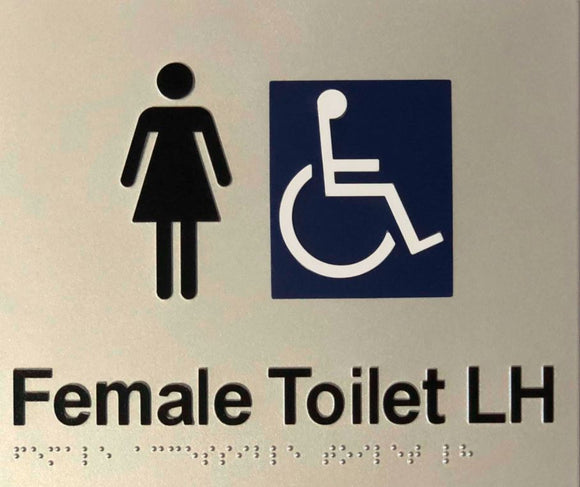 Silver Female Toilet LH (Accessible) 180x210 Braille Sign AS1248